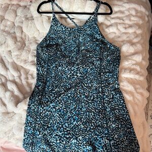 Athleta Black and Blue Patterned Dress